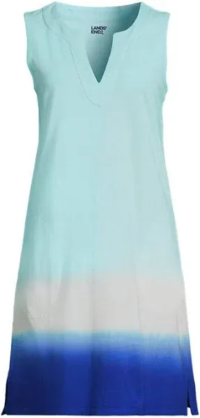 Lands' End Women's Cotton Jersey Sleeveless Swim Cover-Up Dress