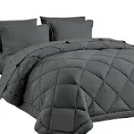 California King Bed in a Bag 7 Pieces Comforter Set with Sheets Dark Grey Cal...