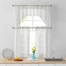 Thd Jayce Lace Sheer Kitchen Curtain Valance Topper - Rod Pocket - 54 W x 18 L