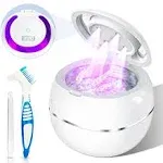 Ultrasonic Cleaner Retainer Denture Cleaning 43K LED Light Ultra Sonic Clean Pod for Mouth Guard Aligner Whitening Tra