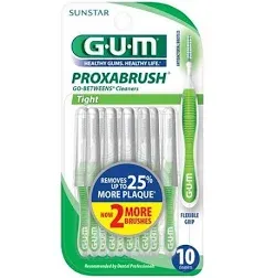 (1) GUM Proxabrush Go-Betweens Cleaners Tight - Antibacterial Bristles - 10 Ct.