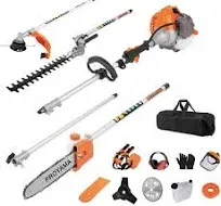 PROYAMA Powerful 42.7cc 5 in 1 Multi Functional Trimming Tools,gas Hedge Trimmer,string Trimmer, Brush Cutter,Pole Saw with Extension Pole