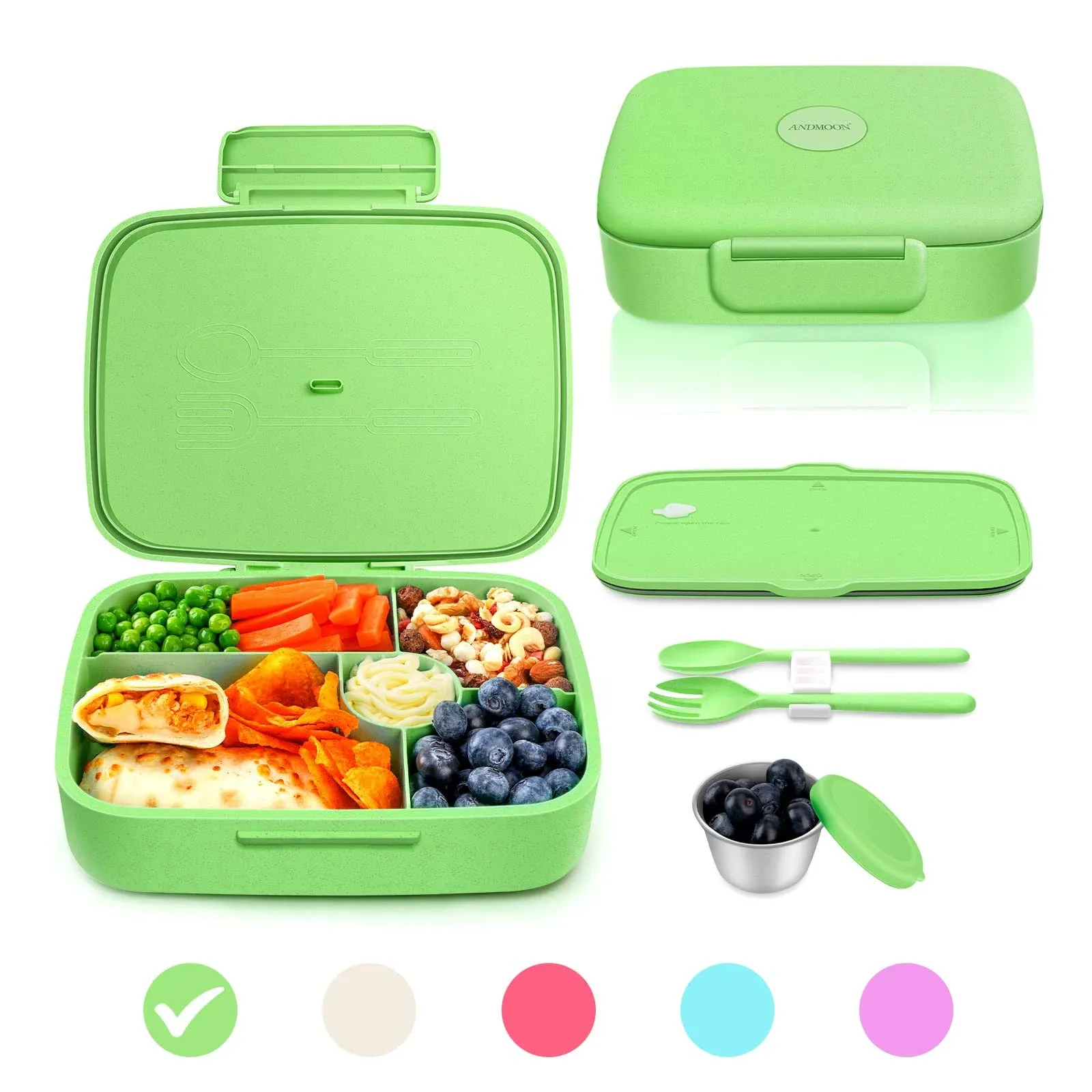 Bento Lunch Box with Kids/Adults, 5 Compartments Leakproof Lunch Container wi...