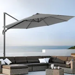 BONOSUKI 10Ft LED Patio Cantilever Offset Umbrella