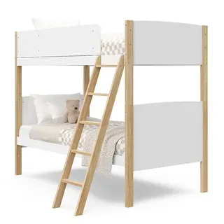 Storkcraft Next Delray Twin-Over-Twin Bunk Bed, White with Natural