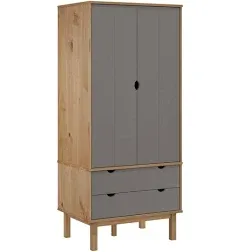 vidaXL Wardrobe Otta 30.1"x20.9"x67.7" Solid Wood Pine