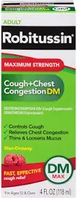 Robitussin Adult Maximum Strength Cough + Chest Congestion DM 4 fl oz