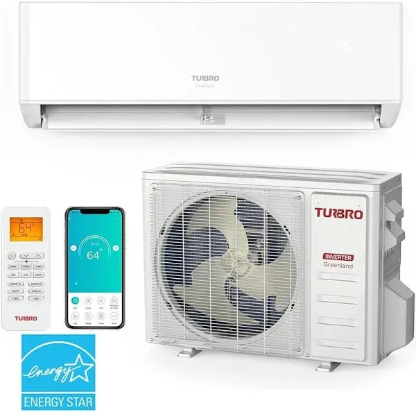 TURBRO 12,000 BTU Ductless Mini Split Air Conditioner with Heater and Remote