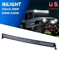 Nilight 50Inch 288W Curved LED Work Light Driving Fog Lamp LED Light Bar Offr...