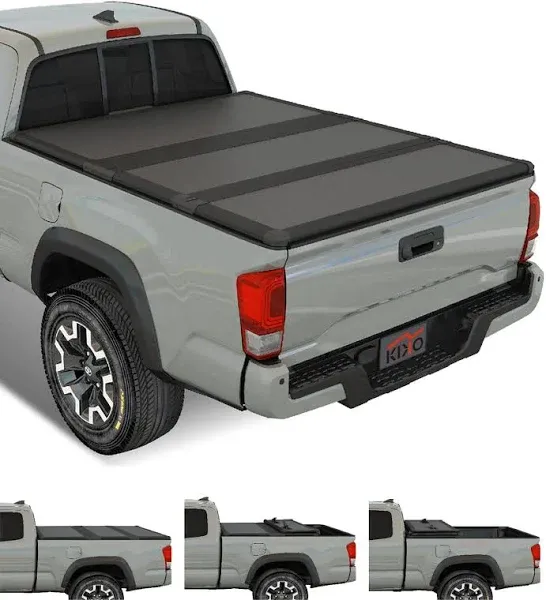 Kikito Professional FRP Hard Tri-Fold Truck Bed Tonneau Cover for 2016-2025 Toyota Tacoma 5ft (59.8in-60.5in) Bed with Track System