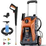 Electric Pressure Washer 4200 psi Max 2.5 GPM Power Washer with 25ft Hose, 4 Quick Connect Nozzle and 16.9 oz Soap Tank Orange