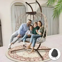 Nicesoul Swing Double Egg Chair 2 Person Hanging Chair Egg Swing Chair with Stand Oversized Egg Chair Large