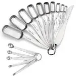 18/8 Stainless Steel Measuring Spoons Set of 16 Piece, Includes 10 Narrow Measuring Spoons, 1 Leveler and 5 Mini Measuring Spoons