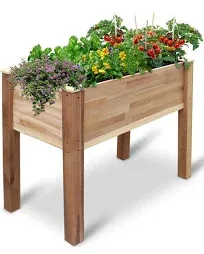 Jumbl Cedar Wood Raised Garden Bed & Herb Planter Box