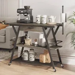 Bestier Coffee Bar Stand Kitchen Island with Drawer