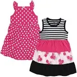 Hudson Baby Infant and Toddler Girl Cotton Dresses, Pink Black Roses