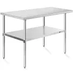 Stainless Steel Table 24 x 48 Inches Commercial Metal Work Table with Adjusta...