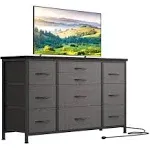 GARVEE Wide Dresser with 10 Drawers + TV Stand + Power Outlet + Sturdy Metal Frame + Storage Fabric Drawer Unit + Bedroom, Closet, Entryway