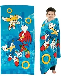 Franco Sonic The Hedgehog Recycled Polyester Beach Towel, 58 in x 28 in, Ready to Run Pattern