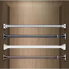 Maxda Adjustable Stainless Steel 72&#034; Straight Tension Shower Curtain Rod -White