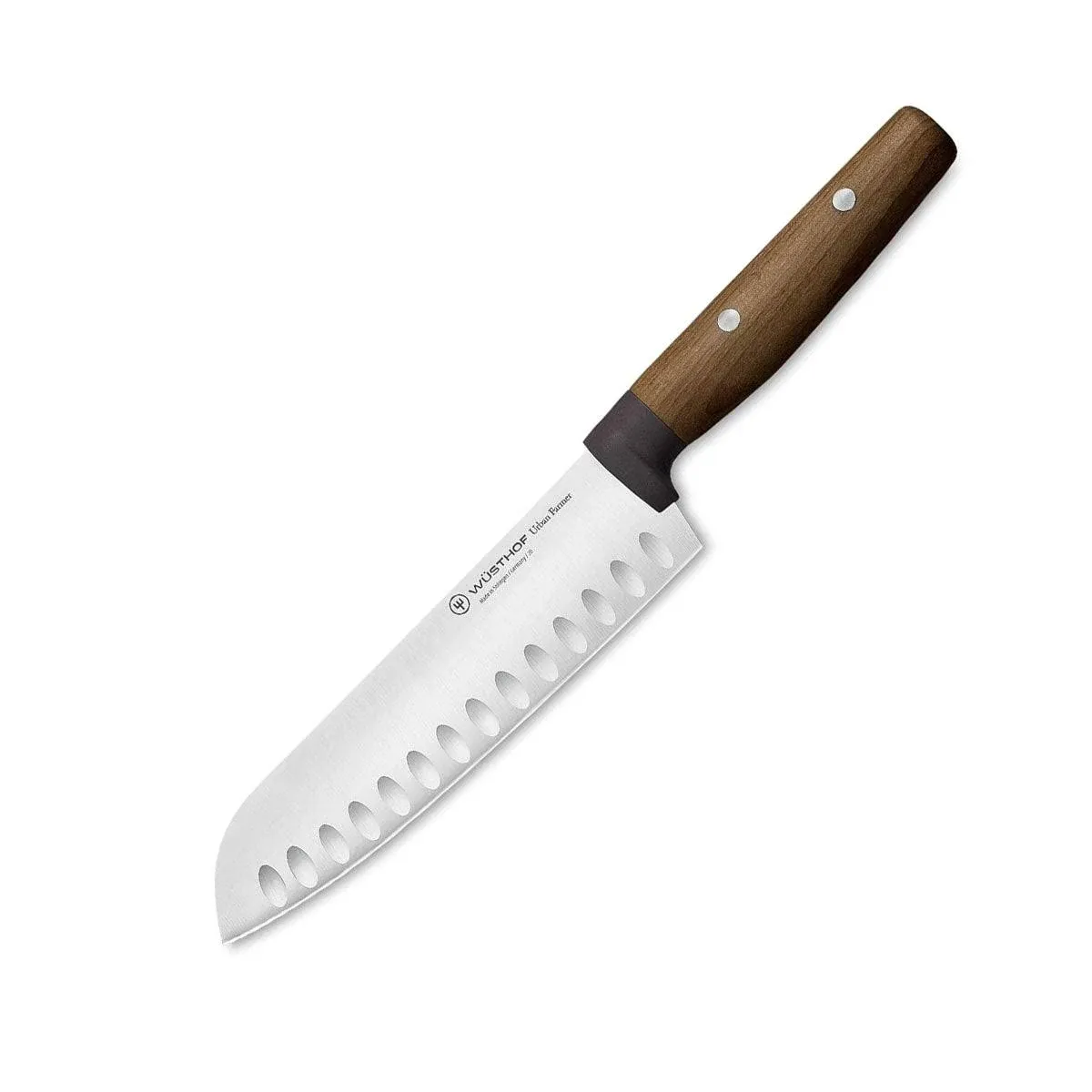 Wüsthof Urban Farmer 7" Hollow Edge Santoku Knife, Brown