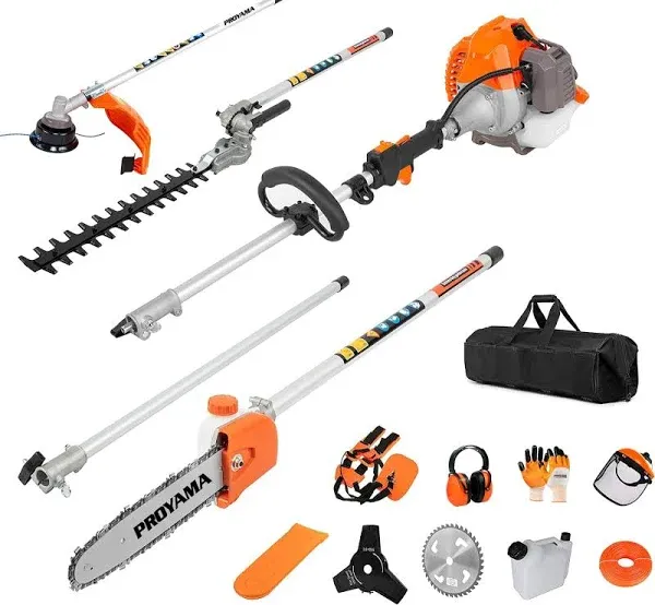 PROYAMA Powerful 42.7cc 5 in 1 Multi functional Trimming Tools,Gas Hedge Trimmer,Weed Eater,String Trimmer