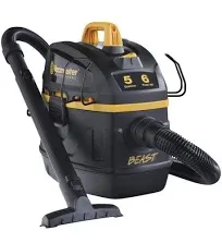 Professional Wet/Dry Vac 5 Gallon 5.5 HP 1-7/8&#034; Hose Jobsite Vac Black Cannister