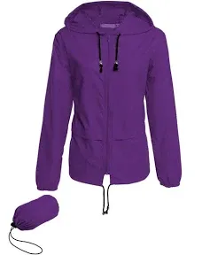 Avoogue Lightweight Raincoat Women Waterproof Windbreaker Packable Outdoor Hooded Rain Jacket