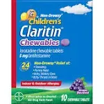 Non-Drowsy  Claritin Childrens  Allergy Relief Chewable  Grape 10 Ct, Exp 4/2025