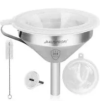 Hausprofi 304 Food Grade Stainless Steel Funnel With 200 Fine Mesh Nylon Filter