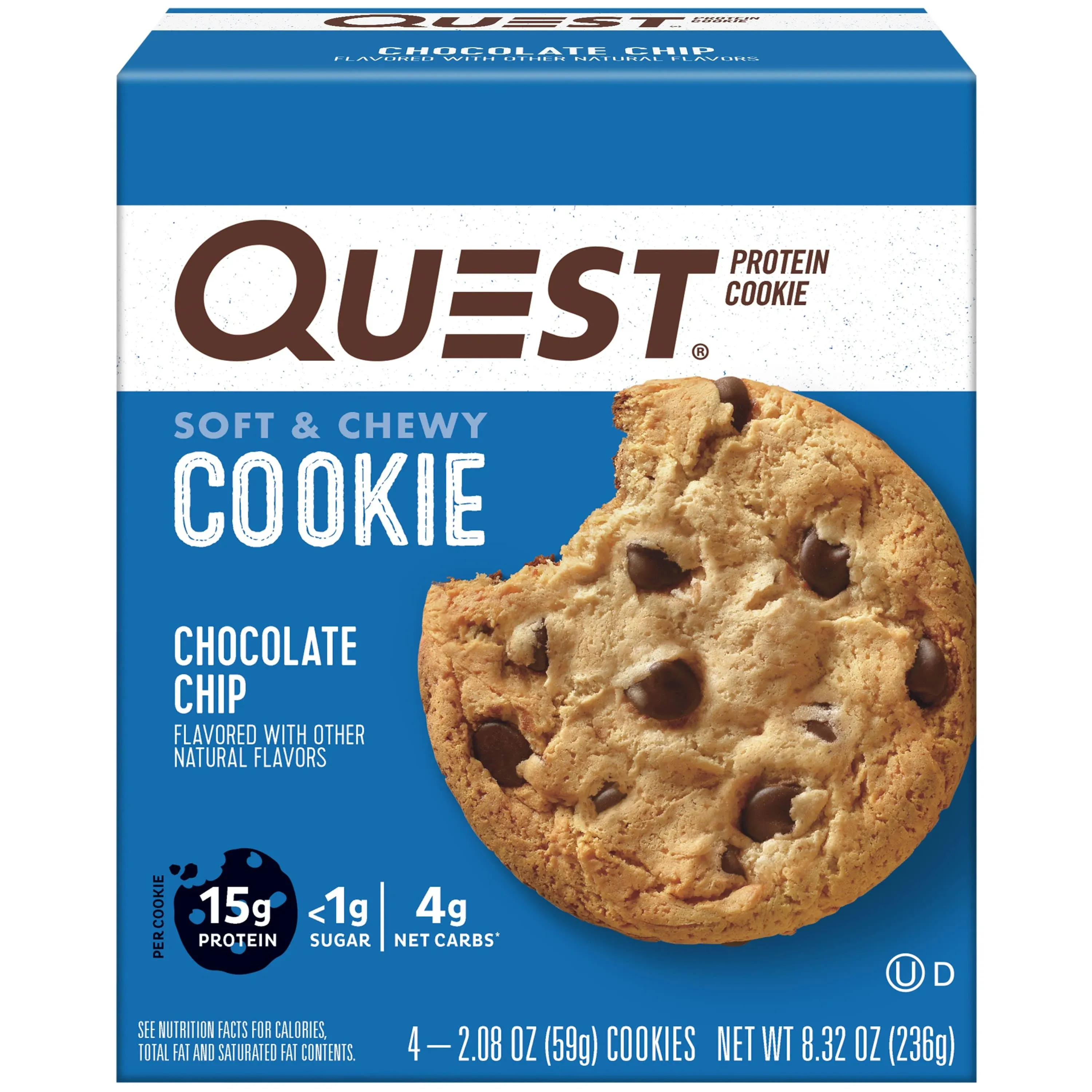 Quest Soft and Chewy Protein Cookies, Chocolate Chip (2.08 oz, 4 ct)