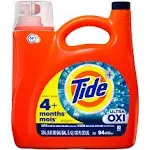 Tide Ultra OXI Liquid Laundry Detergent Soap, He Compatible, 94 Loads, 132 fl oz