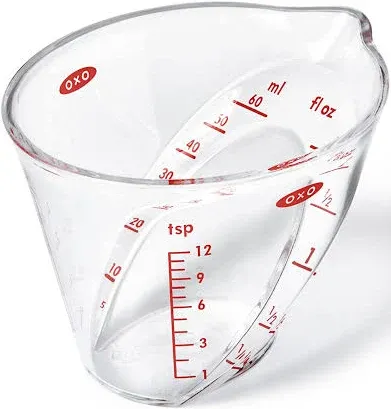 OXO Good Grips Mini Angled Measuring Cup (2 Oz capacity) and Steel Cocktail Strainer