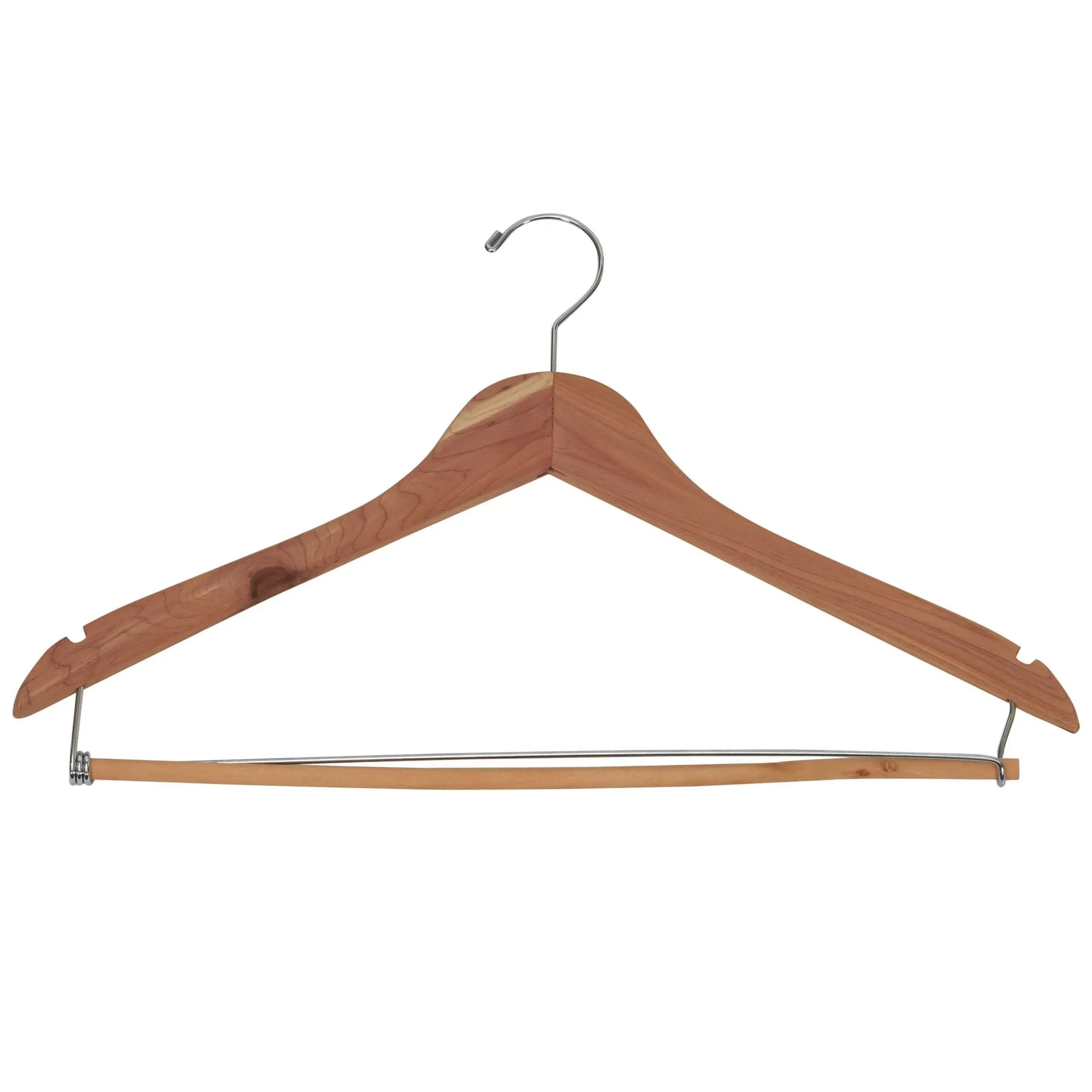 Household Essentials CedarFresh 26340 Red Cedar Wood Clothes Hangers | Locking Trouser Bar and Swivel Hook | Set of 4