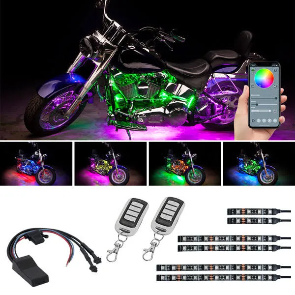 LEDGlow 26pc Advanced Million Color SMD LED Motorcycle Light Kit with Smartphone ...