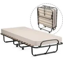 Costway Portable Memory Foam Folding Bed with Mattress Rollaway Cot