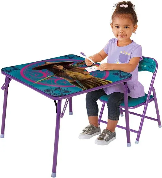 Disney Raya Table & Chair Set – Folding Kids Furniture Table & Chair – Includes Toddler Chair with Non-skid Rubber Feet & Padded Seat – Sturdy Metal