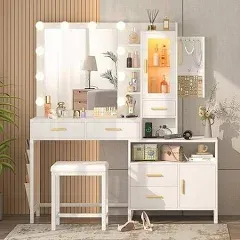 CSZZD Makeup Vanity Desk with Mirror and Lights