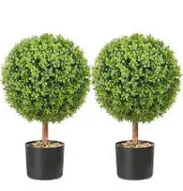 Artificial Tree Faux Qaouiep 2 Pack 24&#034; X 16&#034; Plant Home Decor UV Indoor Outdoor