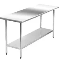 FDW Kitchen Work Table Scratch Resistent and Antirust Metal Stainless Steel Work Table with Adjustable Table Foot Scratch Resistent