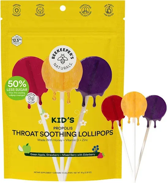 Beekeeper's Naturals Kid's Throat Soothing Lollipops