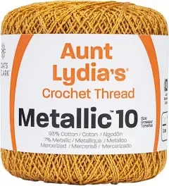 Aunt Lydia's Metallic Crochet Thread Size 10 Natural & Gold