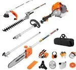 PROYAMA Powerful 42.7cc 5 in 1 Multi Functional Trimming Tools,gas Hedge Trimmer,string Trimmer, Brush Cutter,Pole Saw with Extension Pole