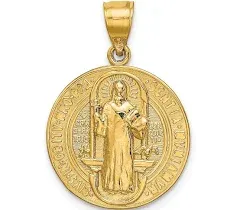 14K Gold  San Benito 2 Sided Round Pendant