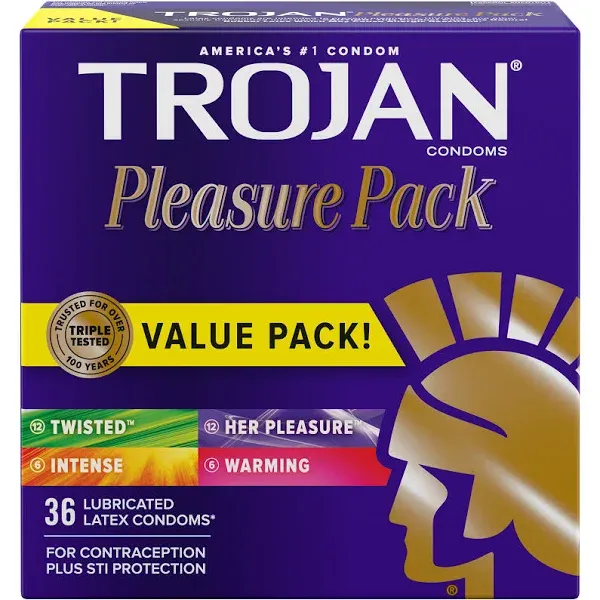 Trojan Pleasure Pack Lubricated Condoms, 36 Count