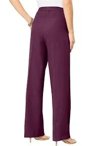 Roaman's Women's Plus Size Classic Bend Over Pant Elastic Waist Pull On Dress Slacks