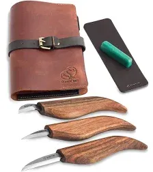 Beavercraft Deluxe S15X Wood Carving Whittling Knives Set with Leather Case