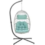 Egg Hanging Chair with Stand, Patio Wicker Swing Egg Chair Indoor Swin