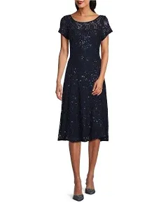 Slny Womens Lace Sequined Midi Dress