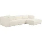 TOV Furniture Tarra Fluffy Oversized Cream Corduroy Modular RAF Sectional